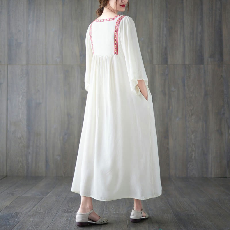 Vestido midi con bordados de Buddha Stones, bajo con volantes y bolsillos - image 2