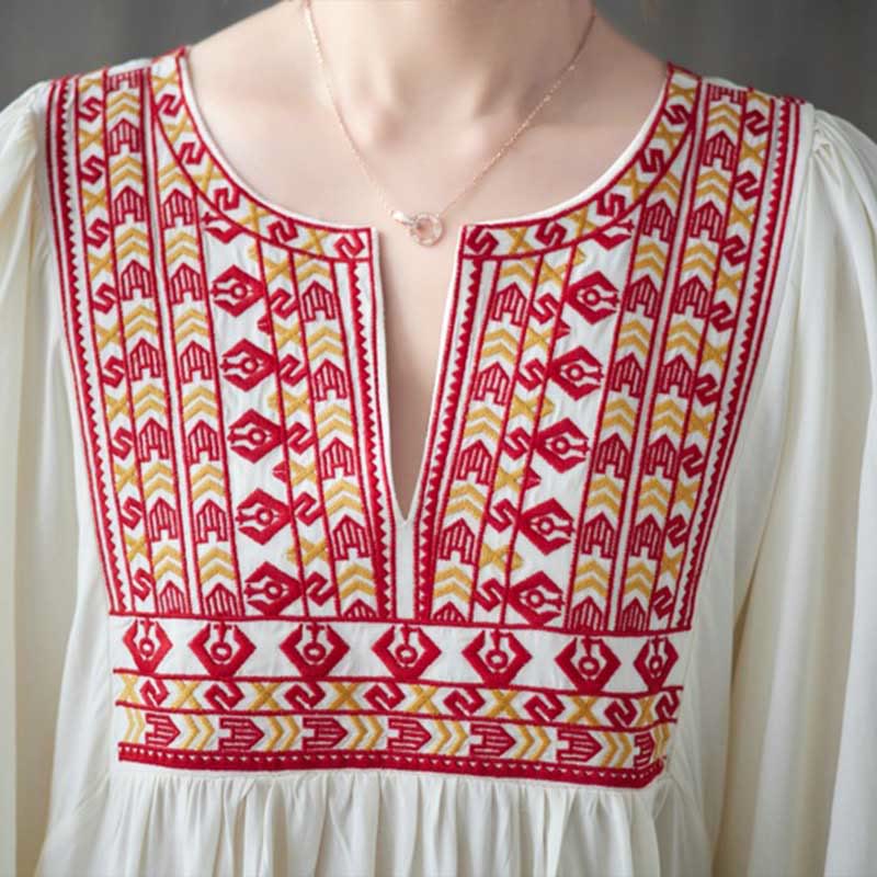 Vestido midi con bordados de Buddha Stones, bajo con volantes y bolsillos - image 5