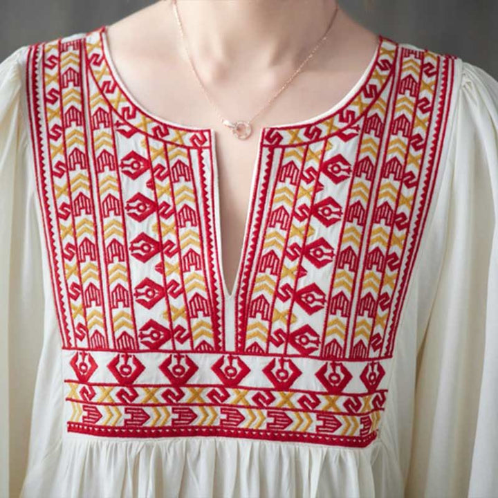 Vestido midi con bordados de Buddha Stones, bajo con volantes y bolsillos - image 5