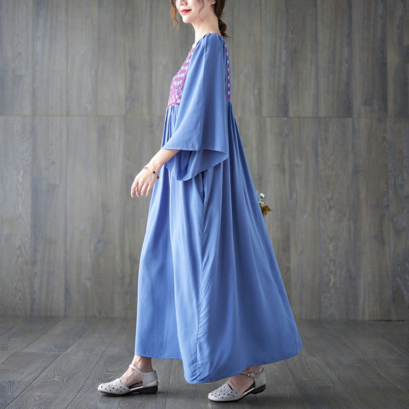 Vestido midi con bordados de Buddha Stones, bajo con volantes y bolsillos - image 17