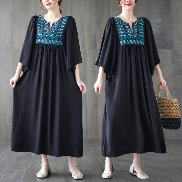 Vestido midi con bordados de Buddha Stones, bajo con volantes y bolsillos - image 27
