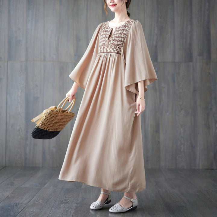 Vestido midi con bordados de Buddha Stones, bajo con volantes y bolsillos - image 31