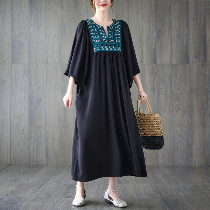 Vestido midi con bordados de Buddha Stones, bajo con volantes y bolsillos - image 25