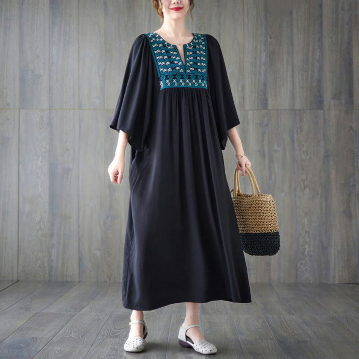 Vestido midi con bordados de Buddha Stones, bajo con volantes y bolsillos - image 25