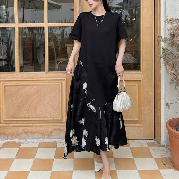 Camiseta midi casual de flores con jacquard de Buddha Stones de manga corta - image 6