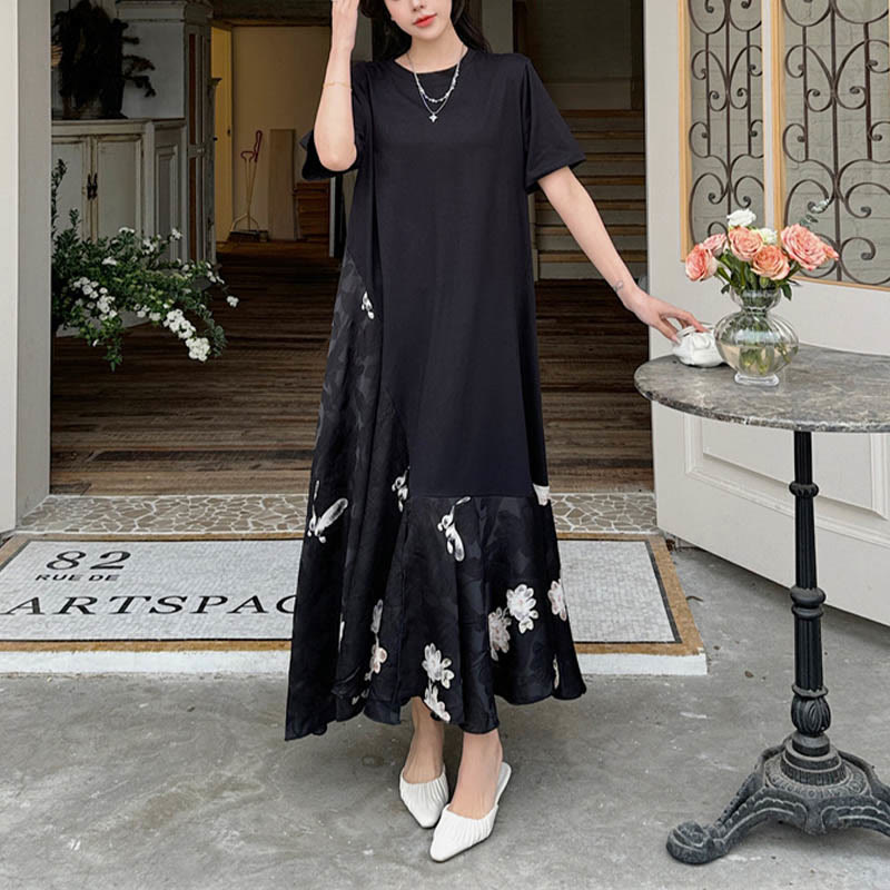 Camiseta midi casual de flores con jacquard de Buddha Stones de manga corta - image 7