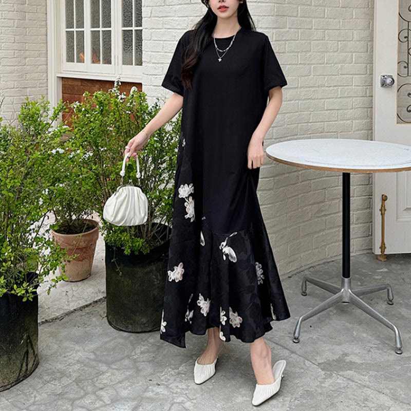 Camiseta midi casual de flores con jacquard de Buddha Stones de manga corta - image 10