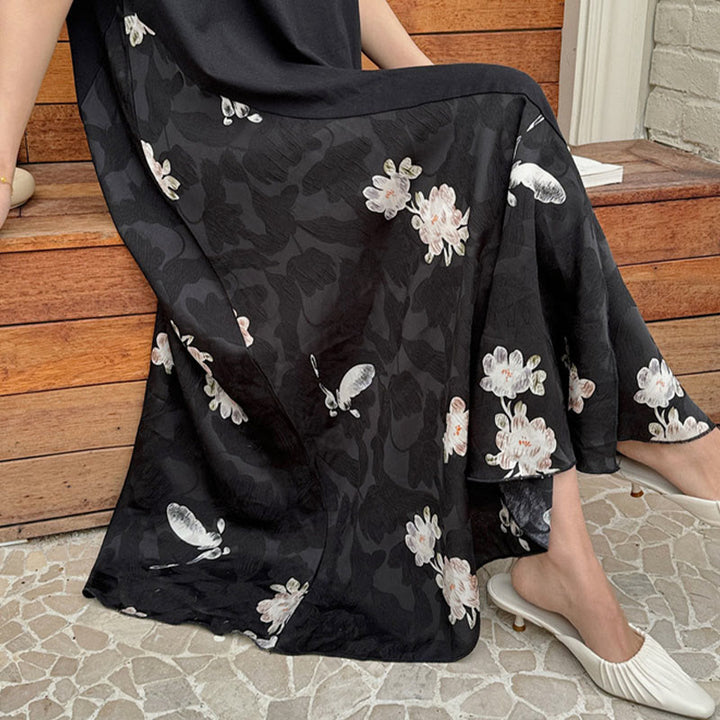 Camiseta midi casual de flores con jacquard de Buddha Stones de manga corta - image 5