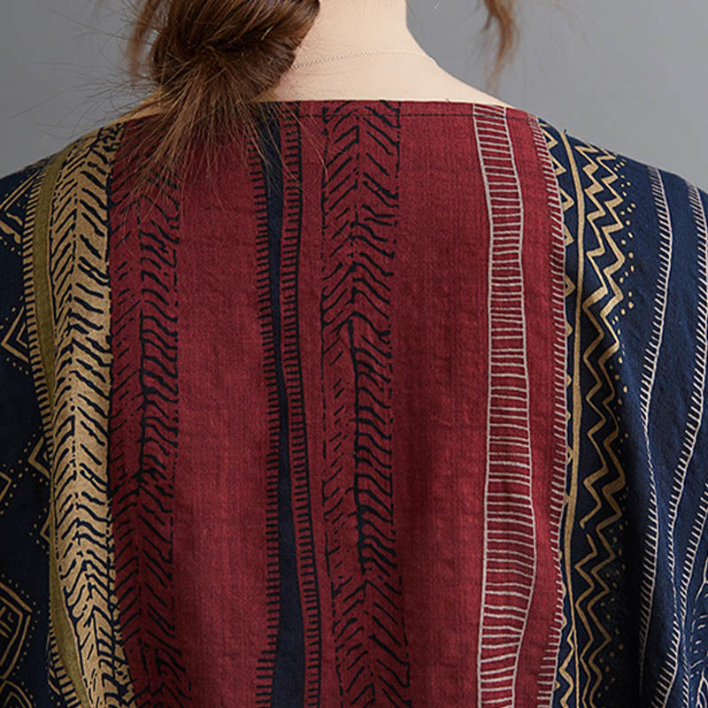 Vestido midi bohemio de manga corta con bolsillos Buddha Stones - image 5