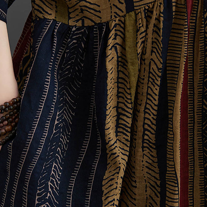 Vestido midi bohemio de manga corta con bolsillos Buddha Stones