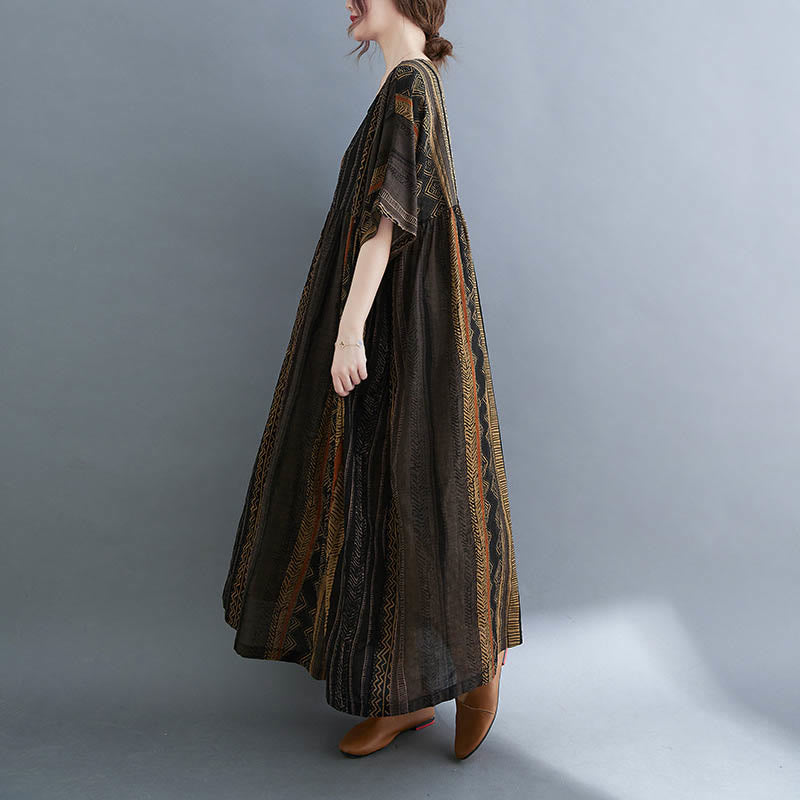 Vestido midi bohemio de manga corta con bolsillos Buddha Stones - image 20