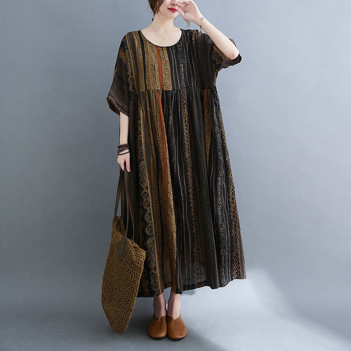 Vestido midi bohemio de manga corta con bolsillos Buddha Stones - image 19