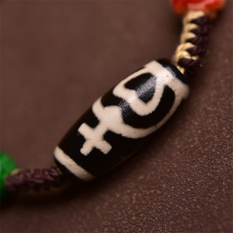 Buddha Stones Pulsera de Cuerda Trenzada con Cuentas Tibetanas Hechas a Mano para la Riqueza