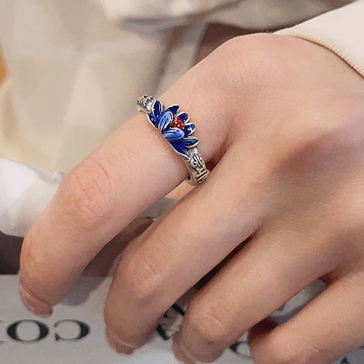 Buddha Stones Anillo de Paz en Plata de Ley 925 con Relieve de Loto Om Mani Padme Hum - image 3