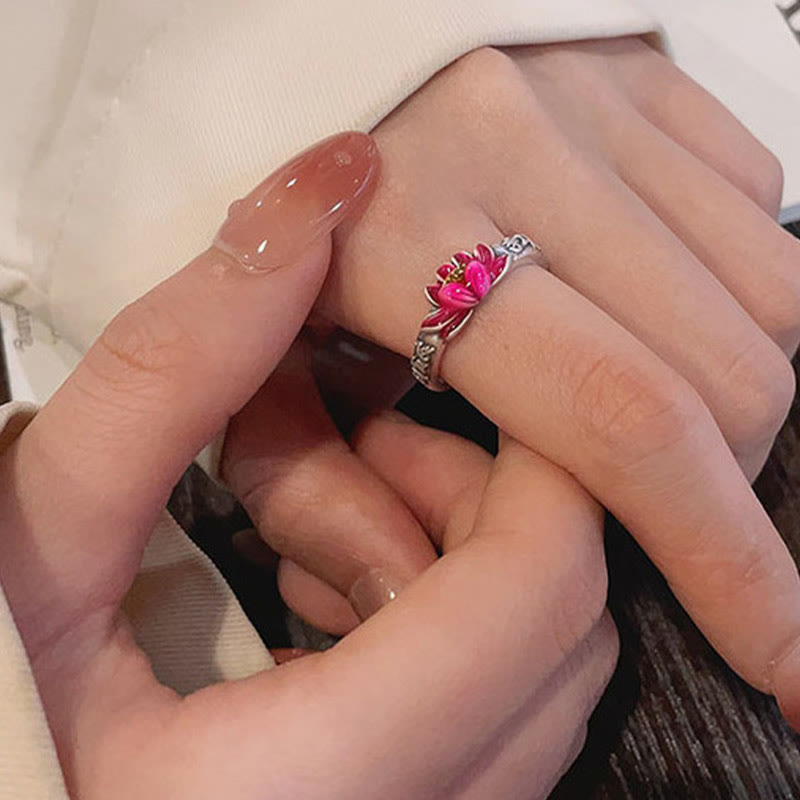 Buddha Stones Anillo de Paz en Plata de Ley 925 con Relieve de Loto Om Mani Padme Hum - image 11