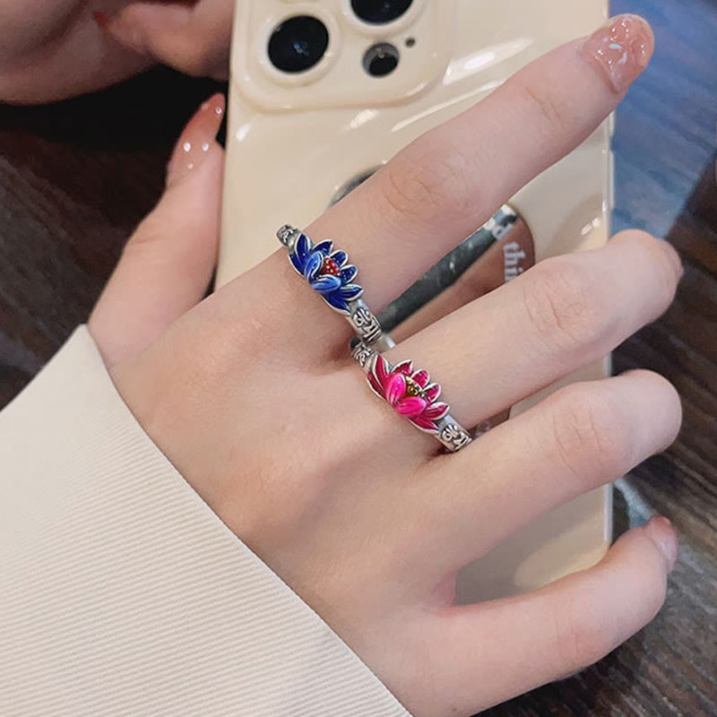 Buddha Stones Anillo de Paz en Plata de Ley 925 con Relieve de Loto Om Mani Padme Hum - image 12