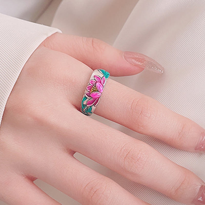 Buddha Stones Anillo de Plata de Ley 925 con Flor de Loto y Sutra del Corazón de la Iluminación - image 9