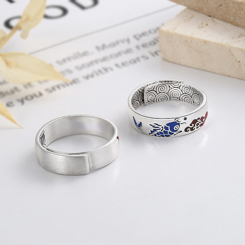 Buddha Stones Anillo de la Suerte con Pez Koi y Nubes Auspiciosas de Riqueza en Plata de Ley 925 - image 2