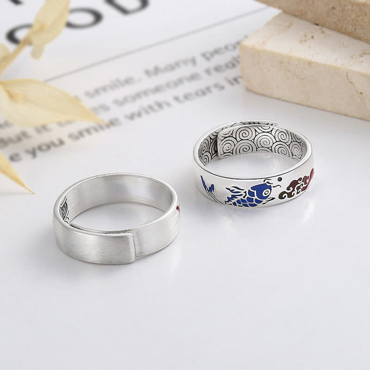 Buddha Stones Anillo de la Suerte con Pez Koi y Nubes Auspiciosas de Riqueza en Plata de Ley 925 - image 2
