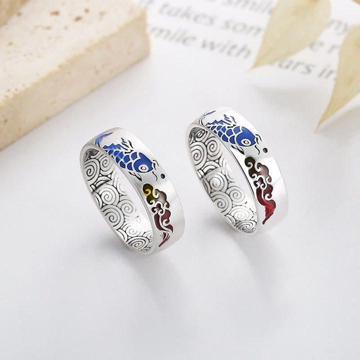 Buddha Stones Anillo de la Suerte con Pez Koi y Nubes Auspiciosas de Riqueza en Plata de Ley 925 - image 11