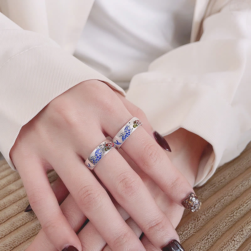 Buddha Stones Anillo de la Suerte con Pez Koi y Nubes Auspiciosas de Riqueza en Plata de Ley 925 - image 10