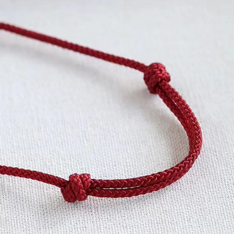 Buddha Stones Pulsera trenzada de plata esterlina 925 hecha a mano con carácter Fu de seguridad y buena suerte