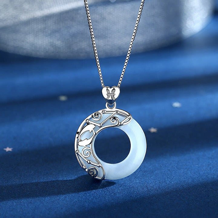Buddha Stones Collar colgante de amor con soporte de ojo de gato con 12 constelaciones del zodiaco en plata de ley 925