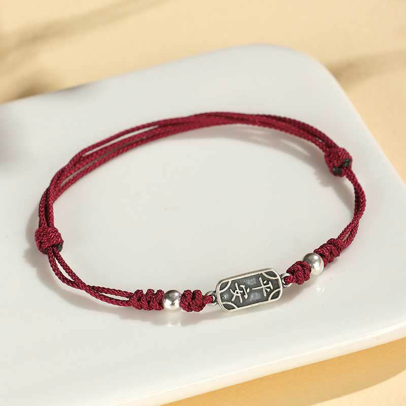 Buddha Stones Pulsera Trenzada Hecha a Mano de Plata Esterlina 925 Paz y Alegría Protección Segura y Bienestar