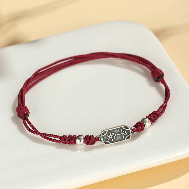 Buddha Stones Pulsera Trenzada Hecha a Mano de Plata Esterlina 925 Paz y Alegría Protección Segura y Bienestar