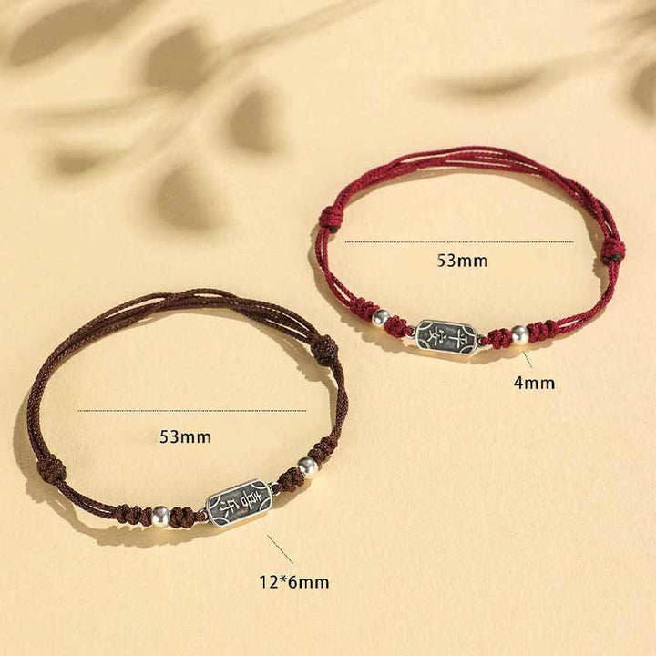 Buddha Stones Pulsera Trenzada Hecha a Mano de Plata Esterlina 925 Paz y Alegría Protección Segura y Bienestar