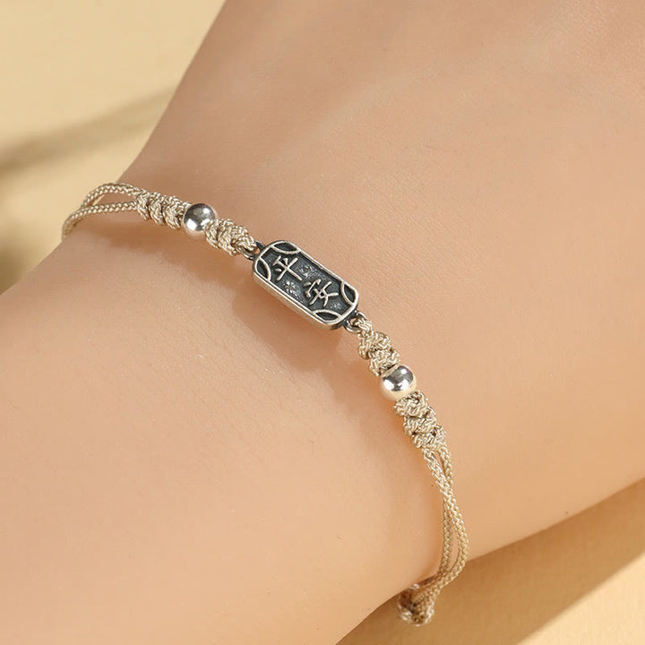 Buddha Stones Pulsera Trenzada Hecha a Mano de Plata Esterlina 925 Paz y Alegría Protección Segura y Bienestar
