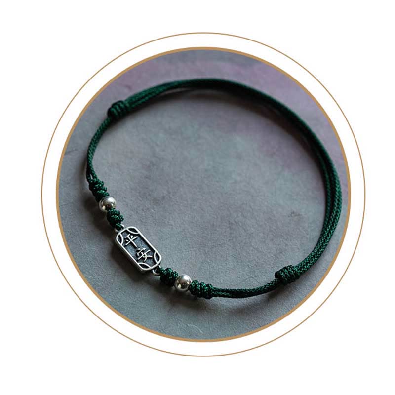 Buddha Stones Pulsera Trenzada Hecha a Mano de Plata Esterlina 925 Paz y Alegría Protección Segura y Bienestar