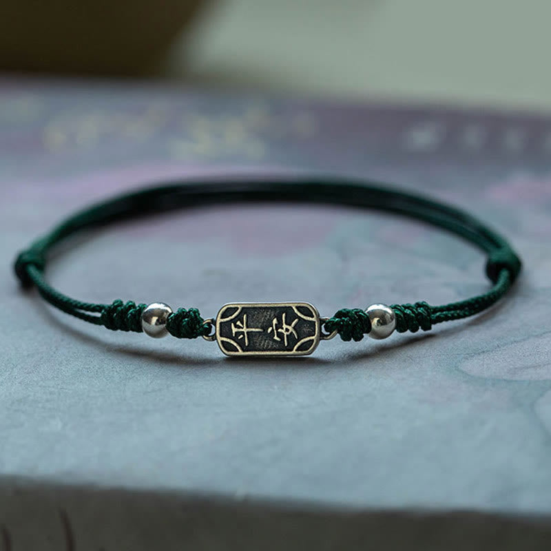 Buddha Stones Pulsera Trenzada Hecha a Mano de Plata Esterlina 925 Paz y Alegría Protección Segura y Bienestar