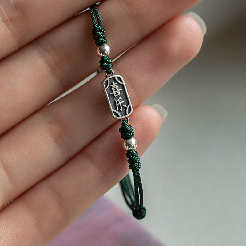 Buddha Stones Pulsera Trenzada Hecha a Mano de Plata Esterlina 925 Paz y Alegría Protección Segura y Bienestar