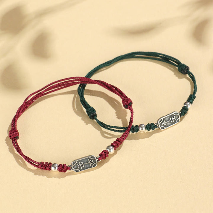 Buddha Stones Pulsera Trenzada Hecha a Mano de Plata Esterlina 925 Paz y Alegría Protección Segura y Bienestar