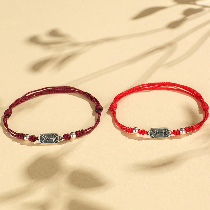 Buddha Stones Pulsera Trenzada Hecha a Mano de Plata Esterlina 925 Paz y Alegría Protección Segura y Bienestar