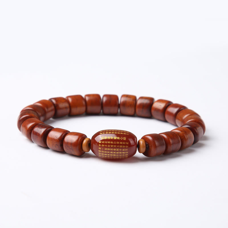 Pulsera de fuerza con Buddha Stones de hueso tibetano, cuentas Dzi de tres ojos, cuerno de oveja y ágata roja
