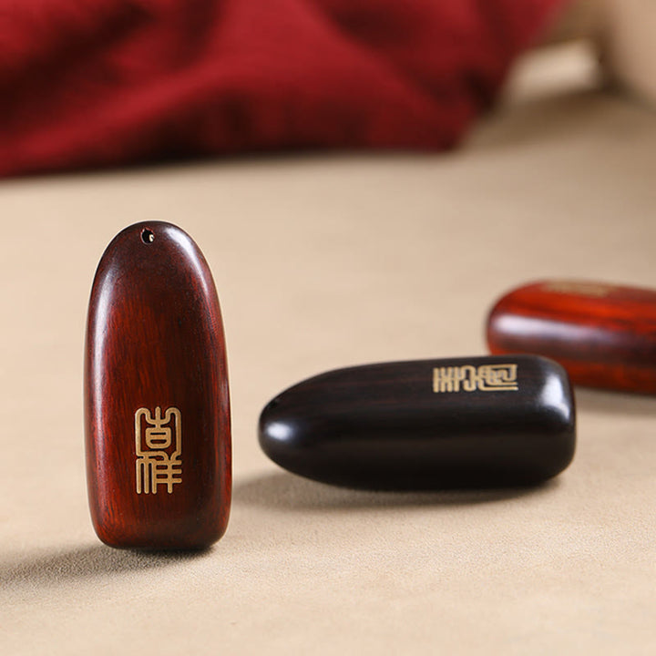 Buddha Stones Pequeña Hoja Sándalo Rojo Ébano Paz Moneda de Cobre Auspiciosa Protección Llavero