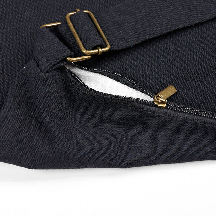 Bolso Bandolera de Algodón con Patrón de Rayas Negras, Rojas y Azules Buddha Stones