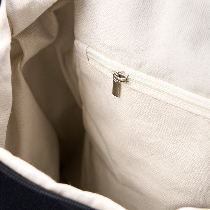 Bolso Bandolera de Algodón con Patrón de Rayas Negras, Rojas y Azules Buddha Stones