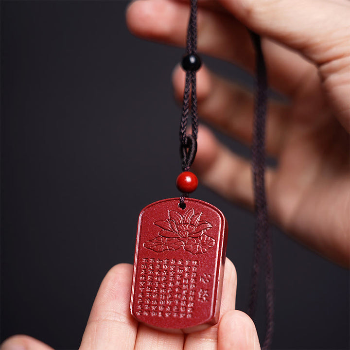 Collar de cuerda con bendición grabada, Sutra del Corazón de Loto en cinabrio de Buddha Stones - image 5