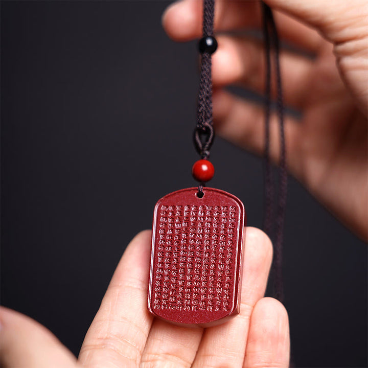 Collar de cuerda con bendición grabada, Sutra del Corazón de Loto en cinabrio de Buddha Stones - image 6