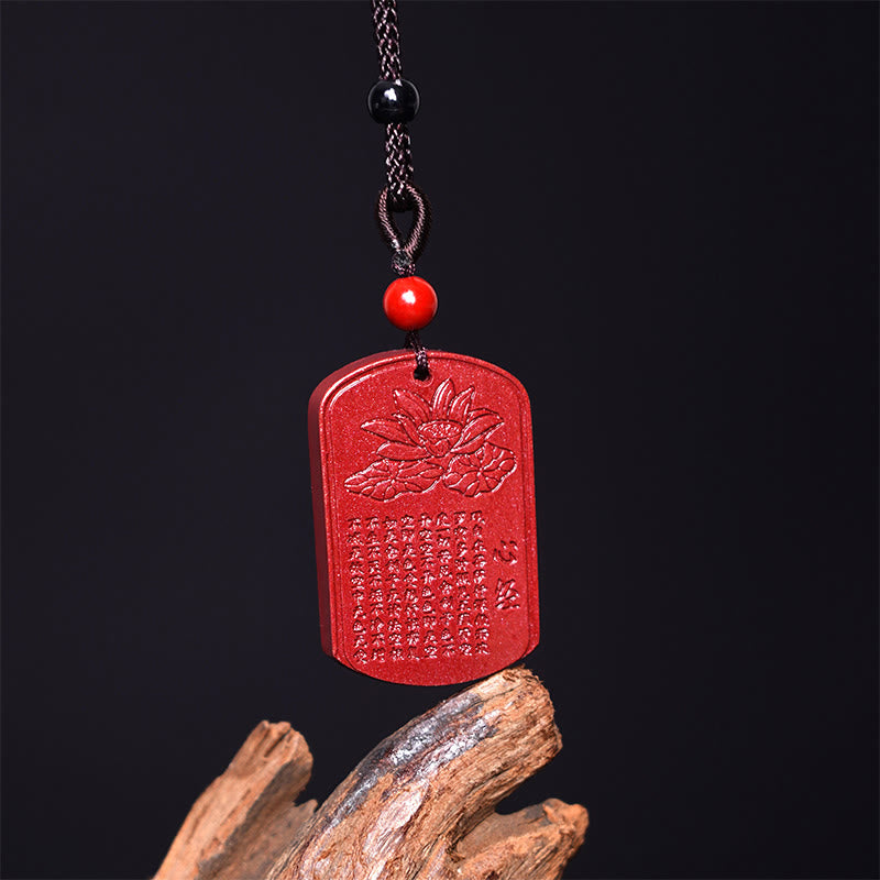 Collar de cuerda con bendición grabada, Sutra del Corazón de Loto en cinabrio de Buddha Stones - image 2