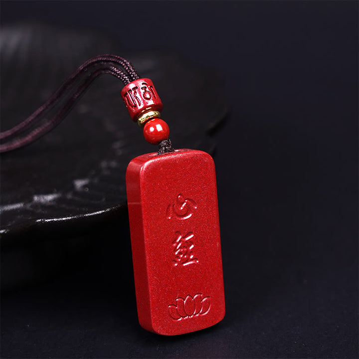 Collar de cuerda con bendición grabada, Sutra del Corazón de Loto en cinabrio de Buddha Stones - Palabras del Sutra del Corazón de Loto 42,8 x 20,2 x 7,8 mm - image 11