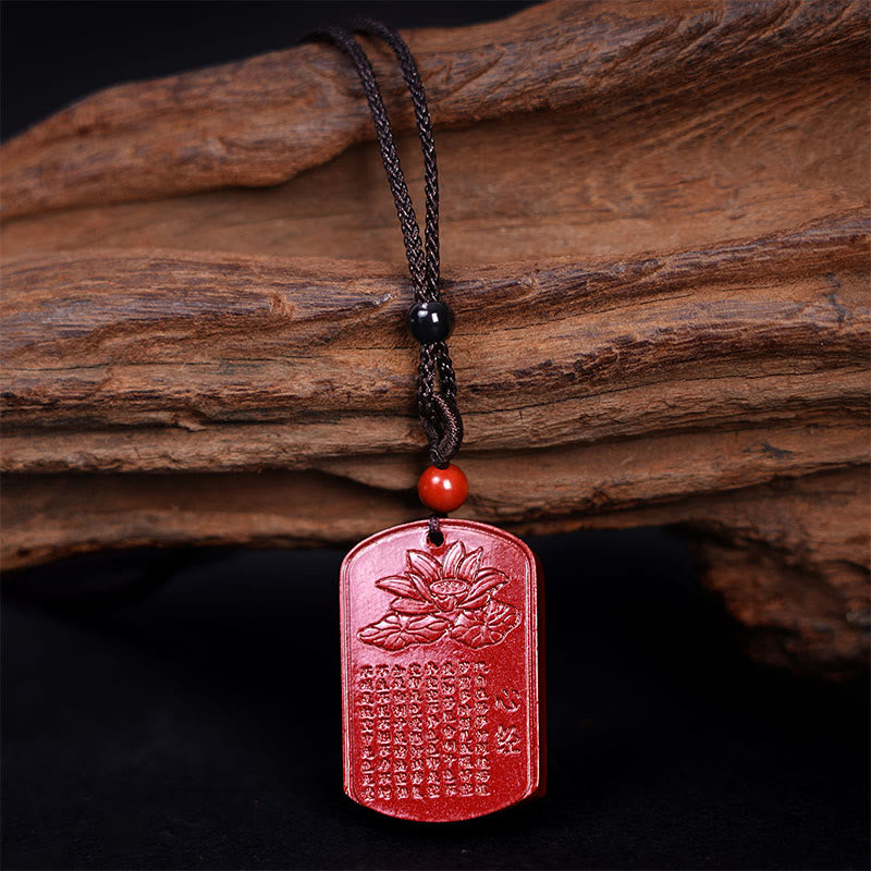 Collar de cuerda con bendición grabada, Sutra del Corazón de Loto en cinabrio de Buddha Stones - image 3