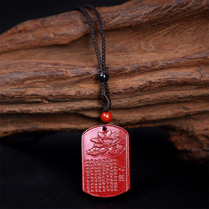 Collar de cuerda con bendición grabada, Sutra del Corazón de Loto en cinabrio de Buddha Stones - image 3