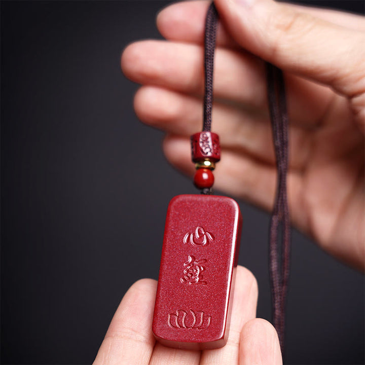 Collar de cuerda con bendición grabada, Sutra del Corazón de Loto en cinabrio de Buddha Stones - image 15