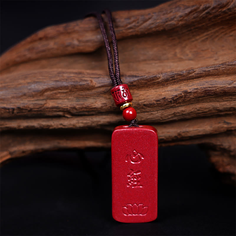 Collar de cuerda con bendición grabada, Sutra del Corazón de Loto en cinabrio de Buddha Stones - image 14