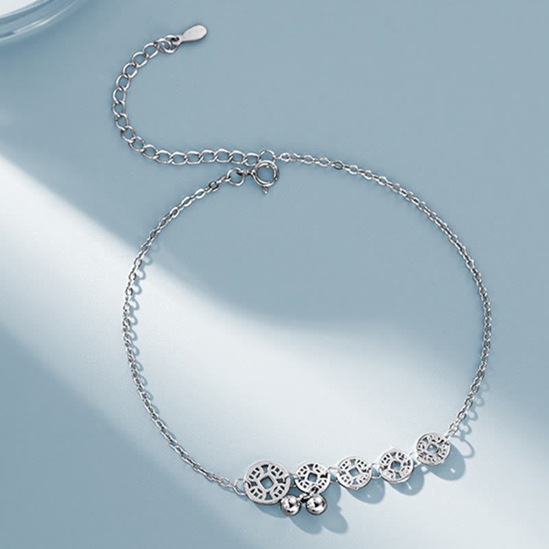 Buddha Stones Tobillera de Protección de Monedas de Cobre de Plata de Ley 925 con Campanas - image 11