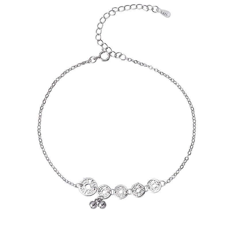 Buddha Stones Tobillera de Protección de Monedas de Cobre de Plata de Ley 925 con Campanas - image 12